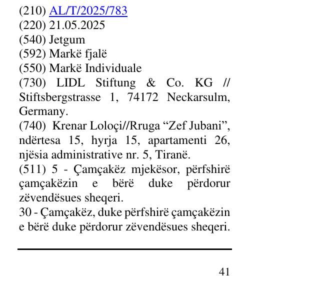 Zëri i markës Jetgum në buletin