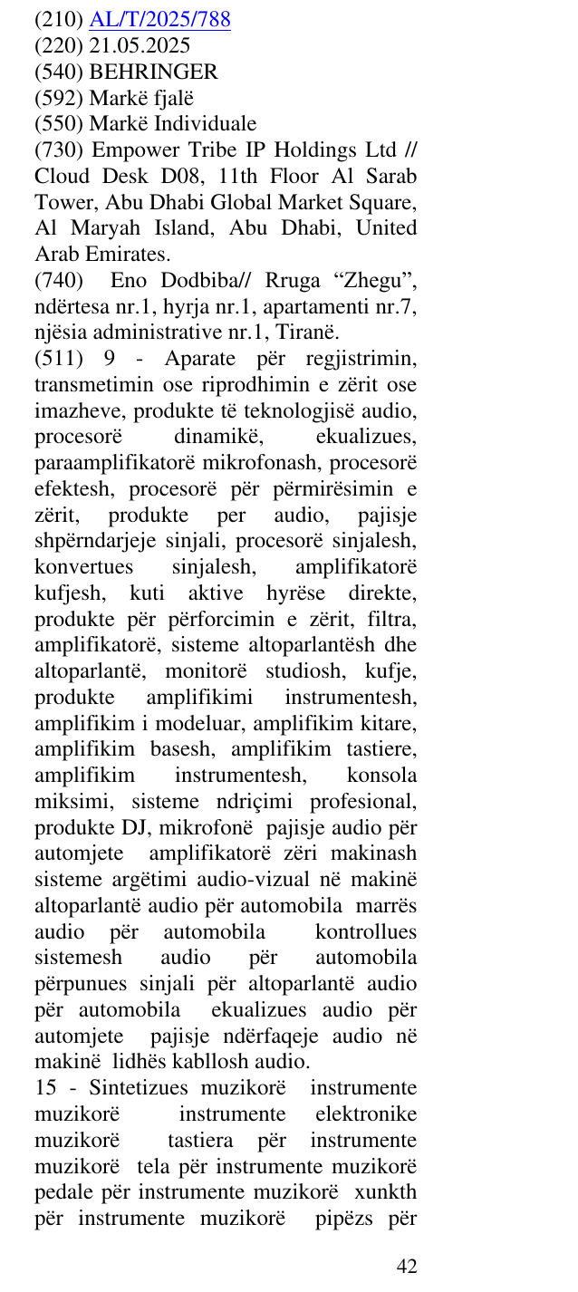Zëri i markës BEHRINGER në buletin