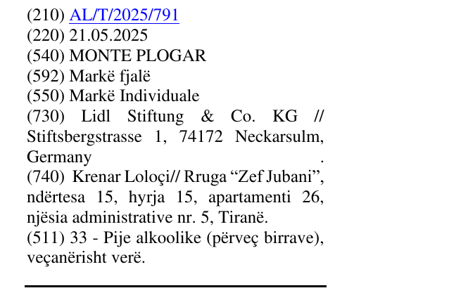 La voce del marchio MONTE PLOGAR nel bollettino