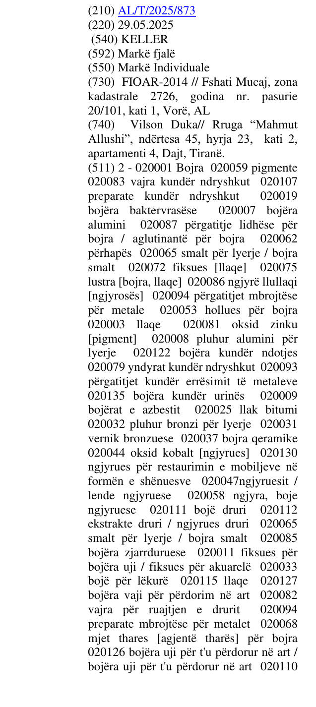 Zëri i markës KELLER në buletin