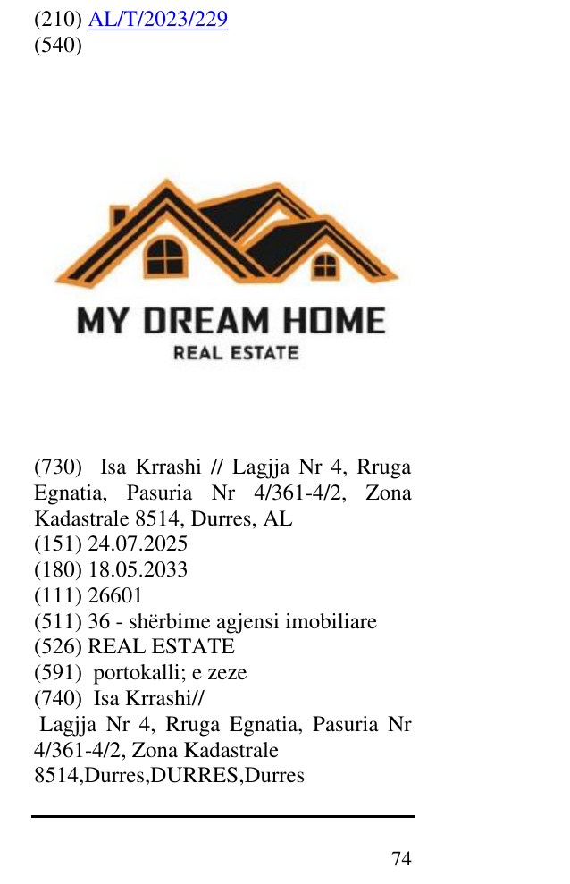 Zëri i markës REAL ESTATE në buletin
