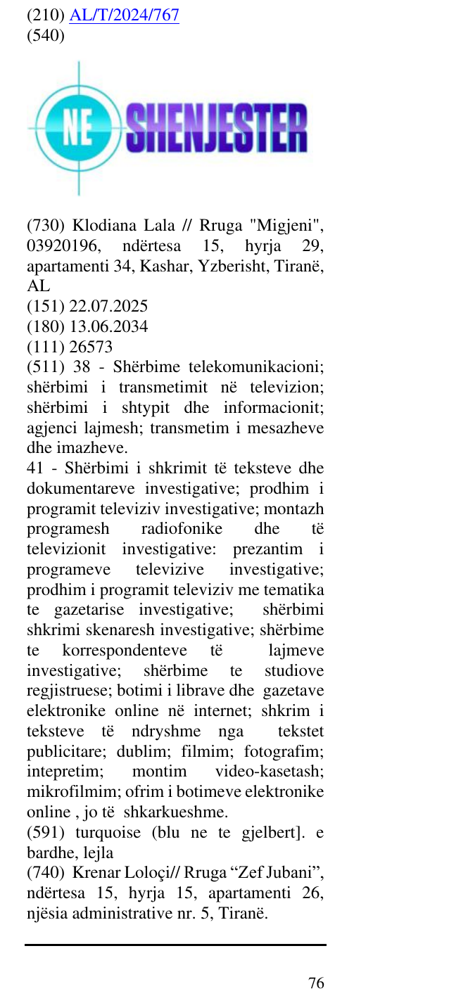Zëri i markës Ne Shenjester në buletin
