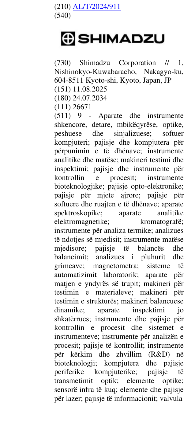 Zëri i markës SHIMADZU në buletin