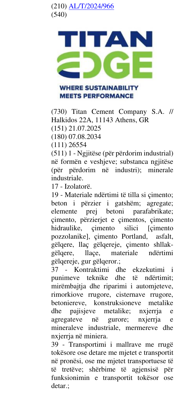 Zëri i markës TITAN EDGE WHERE SUSTAINABILITY MEETS PERFORMANCE në buletin