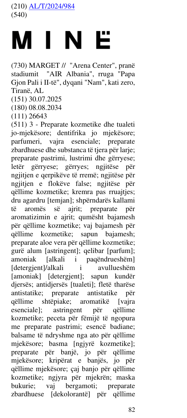 Zëri i markës MINË në buletin