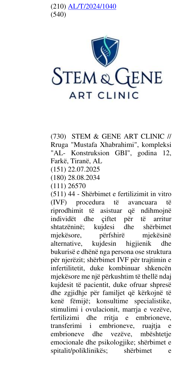 Zëri i markës CLINIC; STEM&GENE në buletin