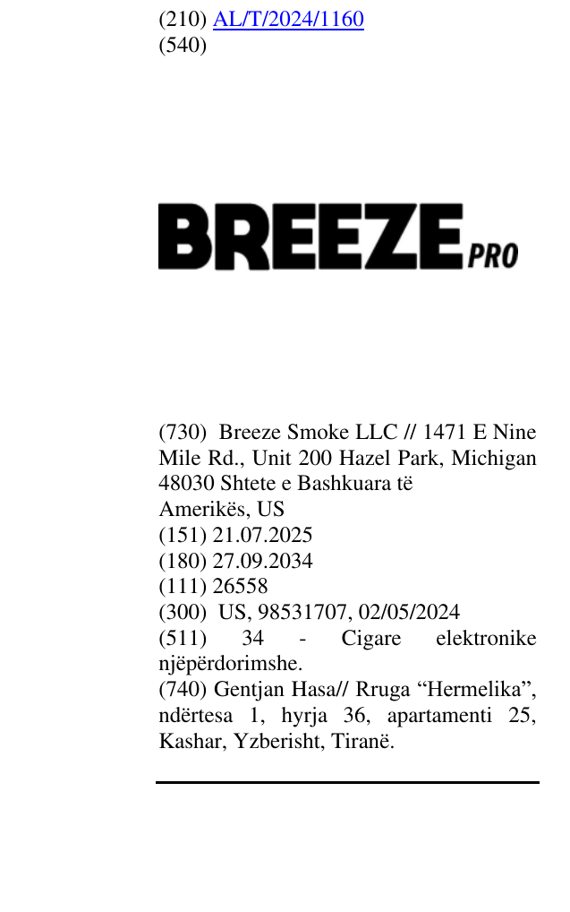 Zëri i markës BREEZEPRO në buletin