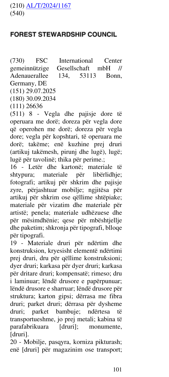 Zëri i markës FOREST STEWARDSHIP COUNCIL në buletin