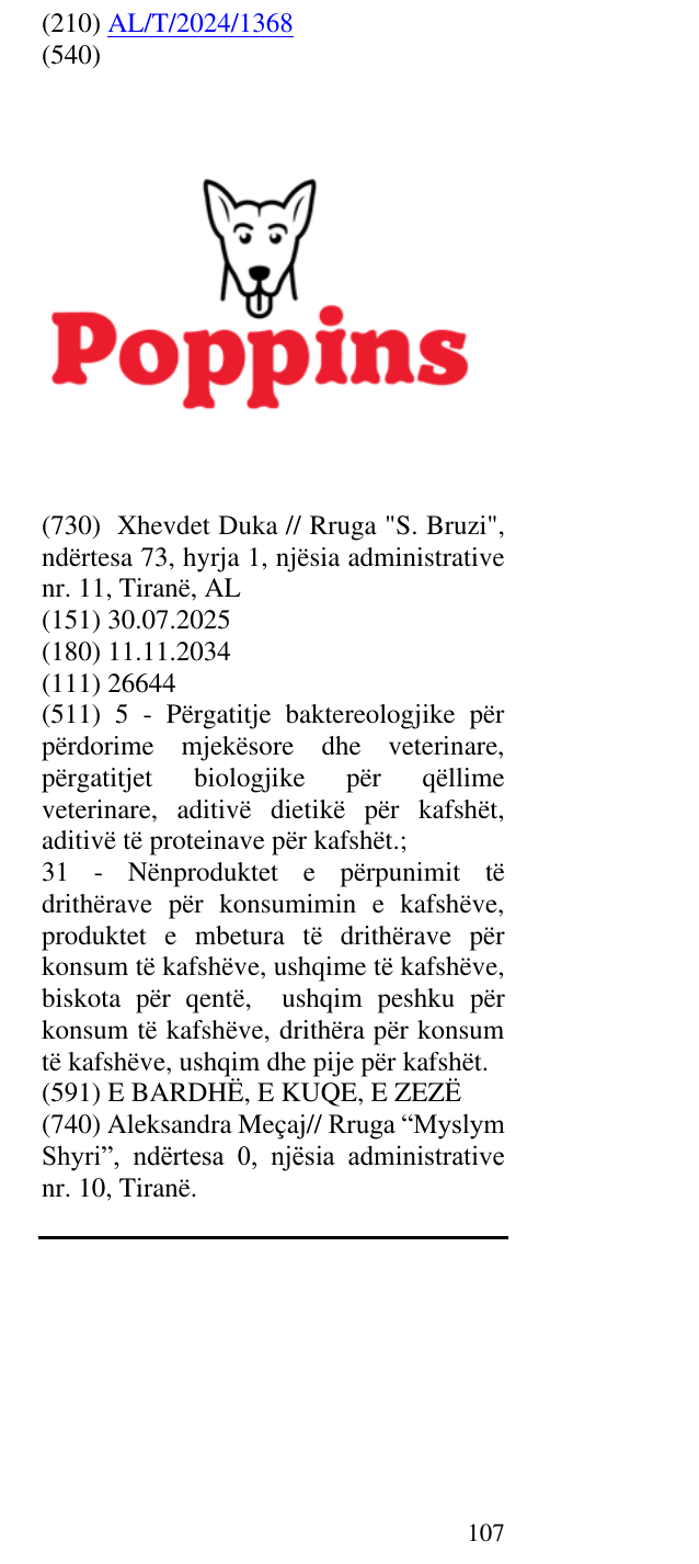 Zëri i markës POPPINS në buletin