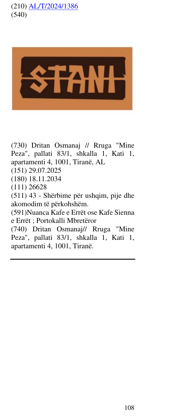 Zëri i markës STANI në buletin