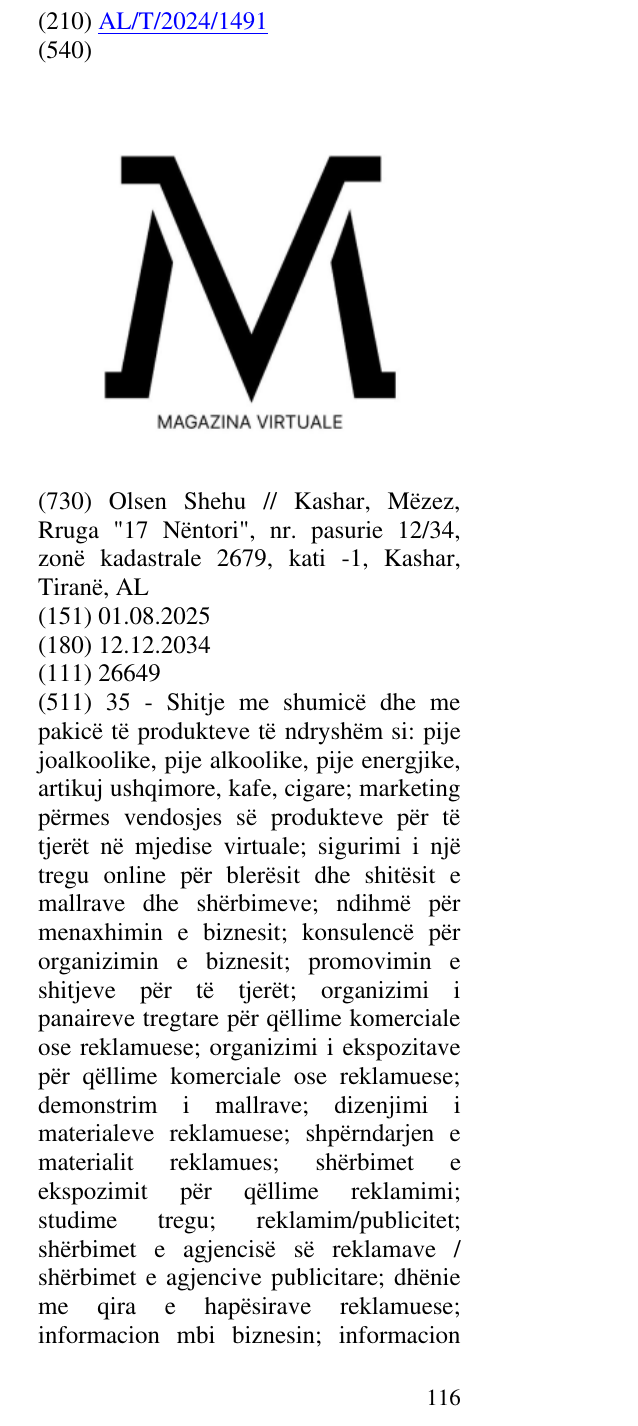 Zëri i markës MAGAZINA VIRTUALE në buletin