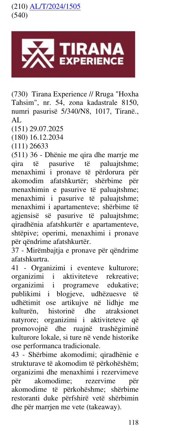 Zëri i markës Tirana në buletin