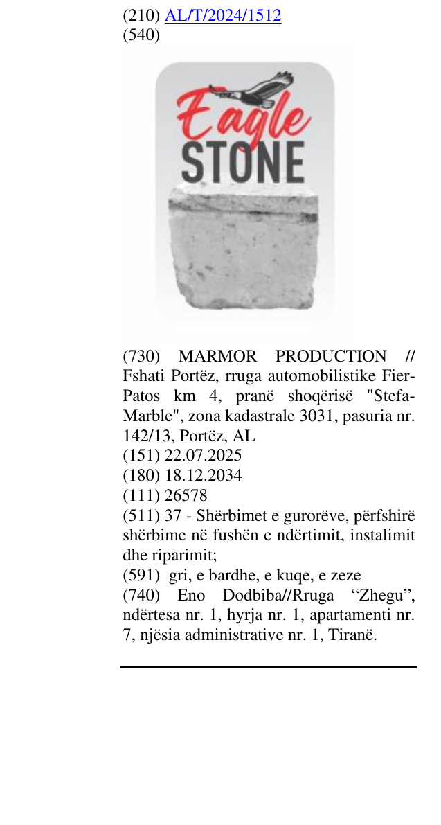 Zëri i markës Eagle stone në buletin