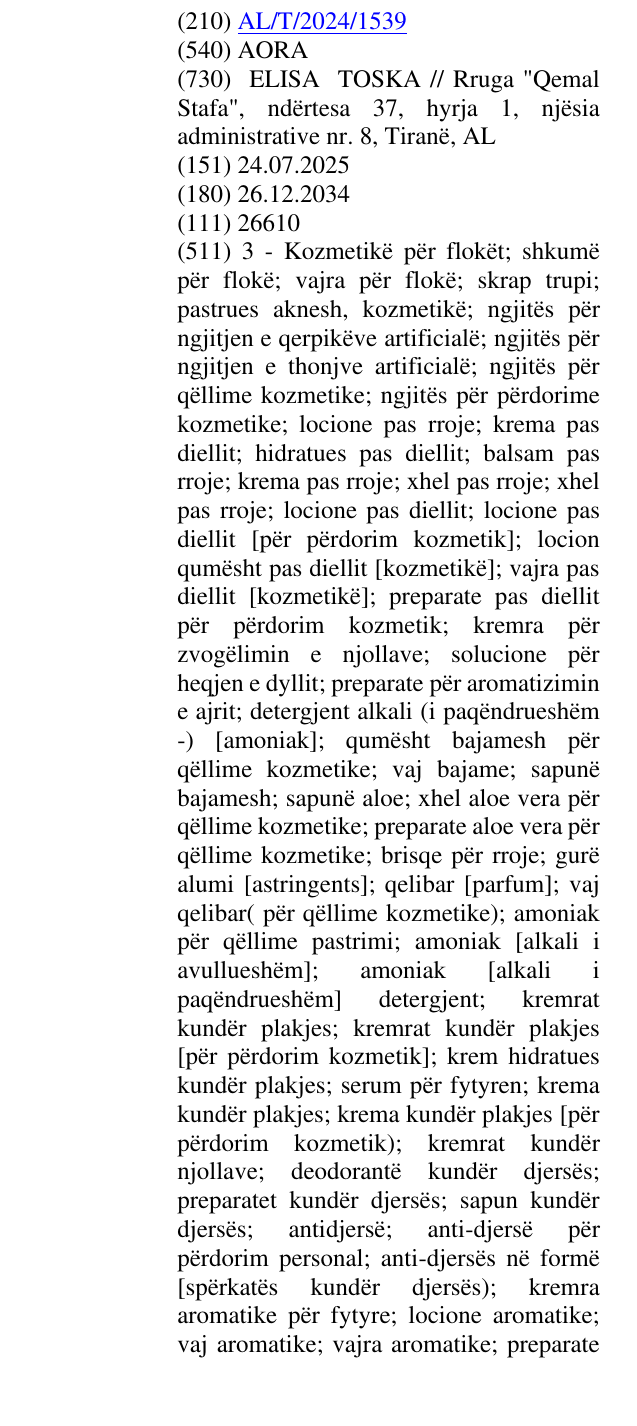 Zëri i markës AORA në buletin