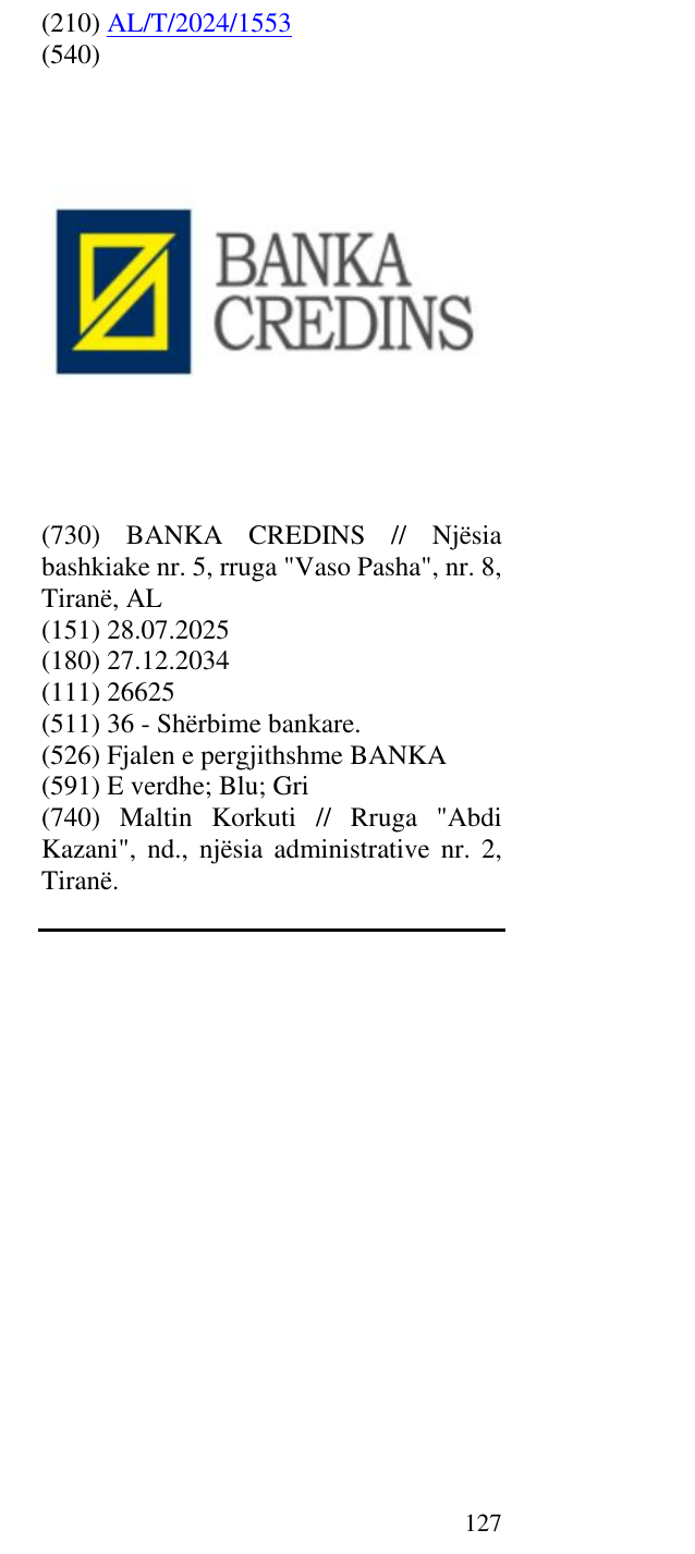 Zëri i markës Fjalen e pergjithshme BANKA në buletin