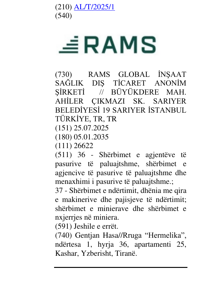 Zëri i markës RAMS në buletin