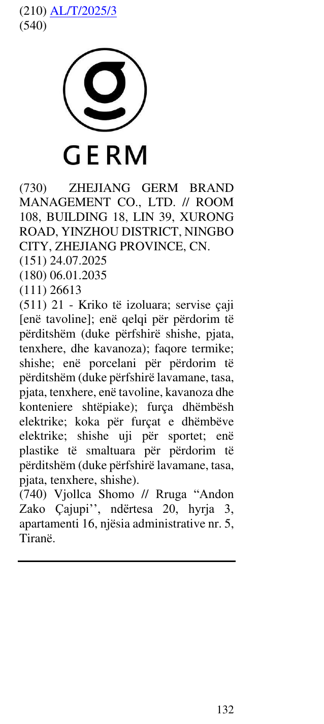 Zëri i markës GERM në buletin