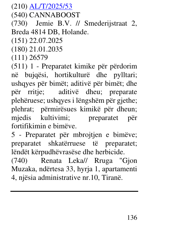 Zëri i markës CANNABOOST në buletin