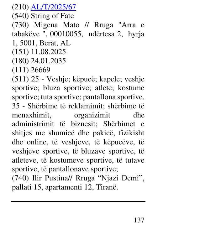 Zëri i markës String of Fate në buletin