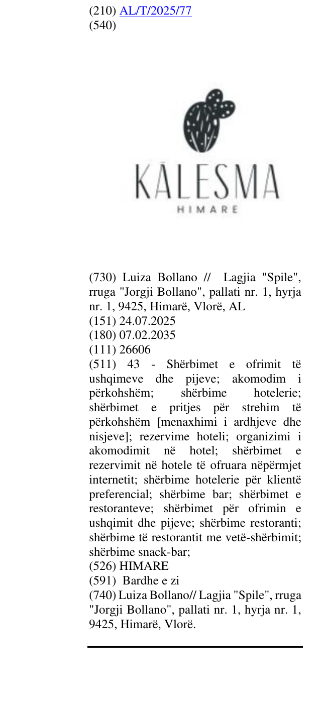 Zëri i markës HIMARE në buletin