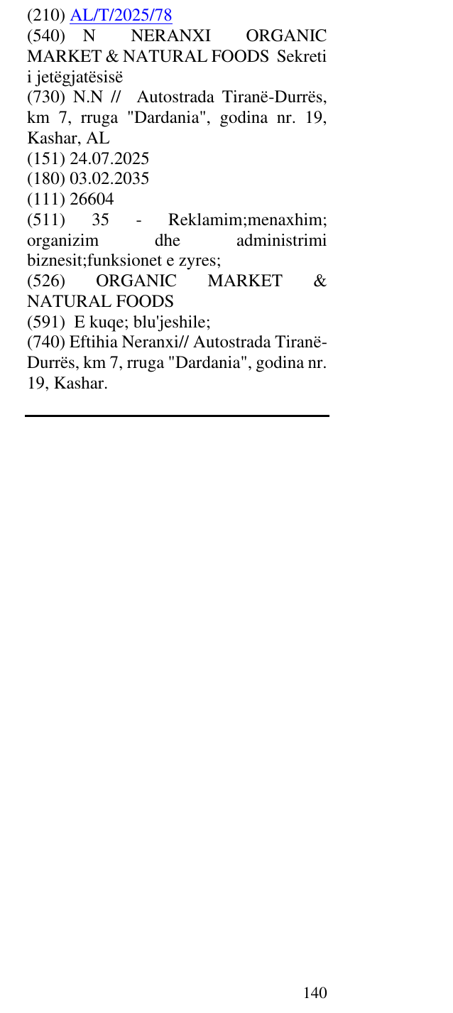 Zëri i markës N NERANXI ORGANIC MARKET & NATURAL FOODS Sekreti i jetëgjatësisë në buletin