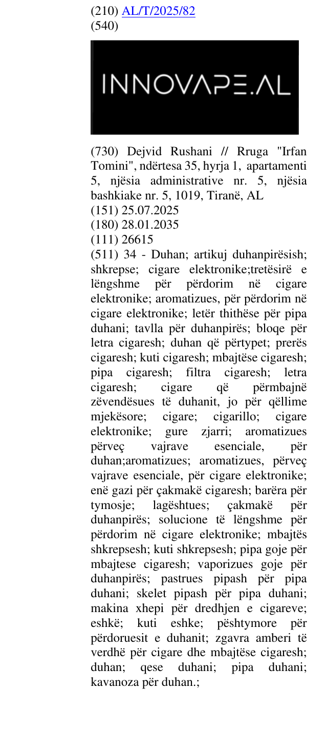 Zëri i markës AL në buletin