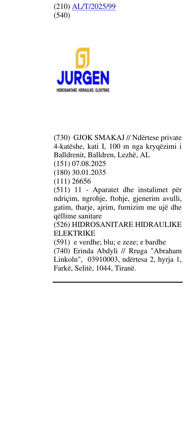 Zëri i markës HIDROSANITARE HIDRAULIKE ELEKTRIKE në buletin