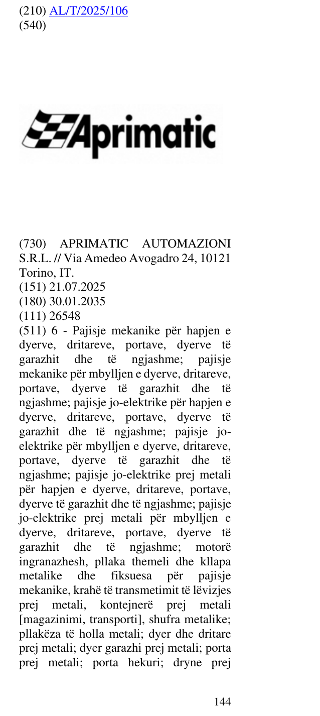 Zëri i markës Aprimatic në buletin