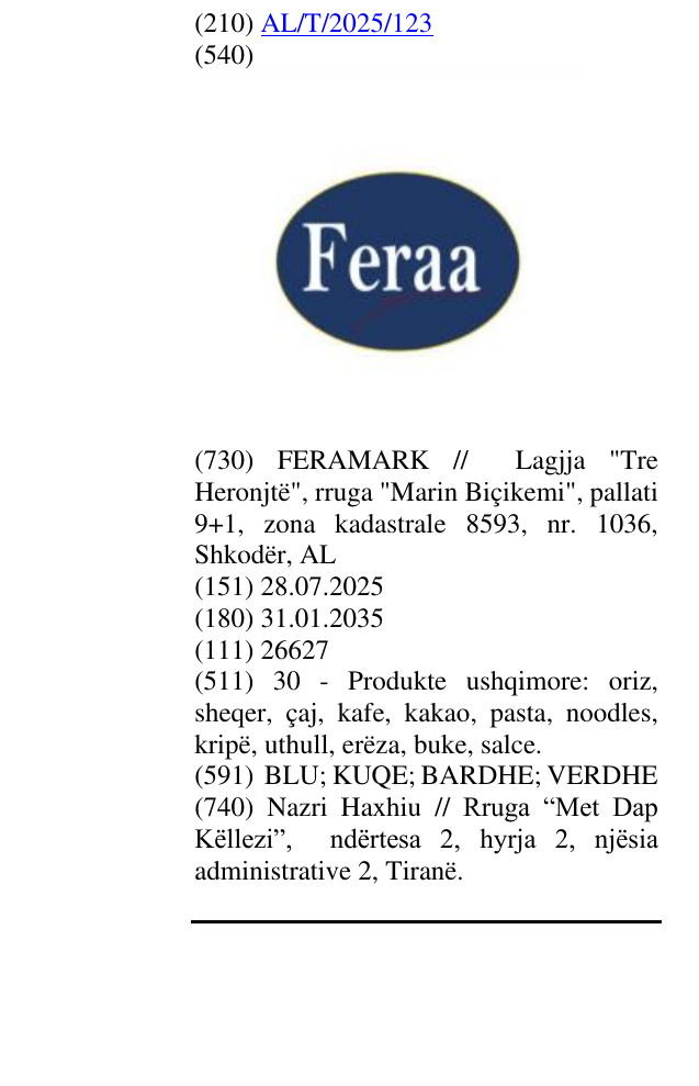 Zëri i markës FERAA në buletin
