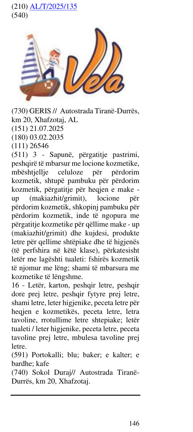 Zëri i markës Vela në buletin