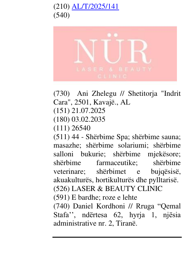 Zëri i markës LASER & BEAUTY CLINIC në buletin