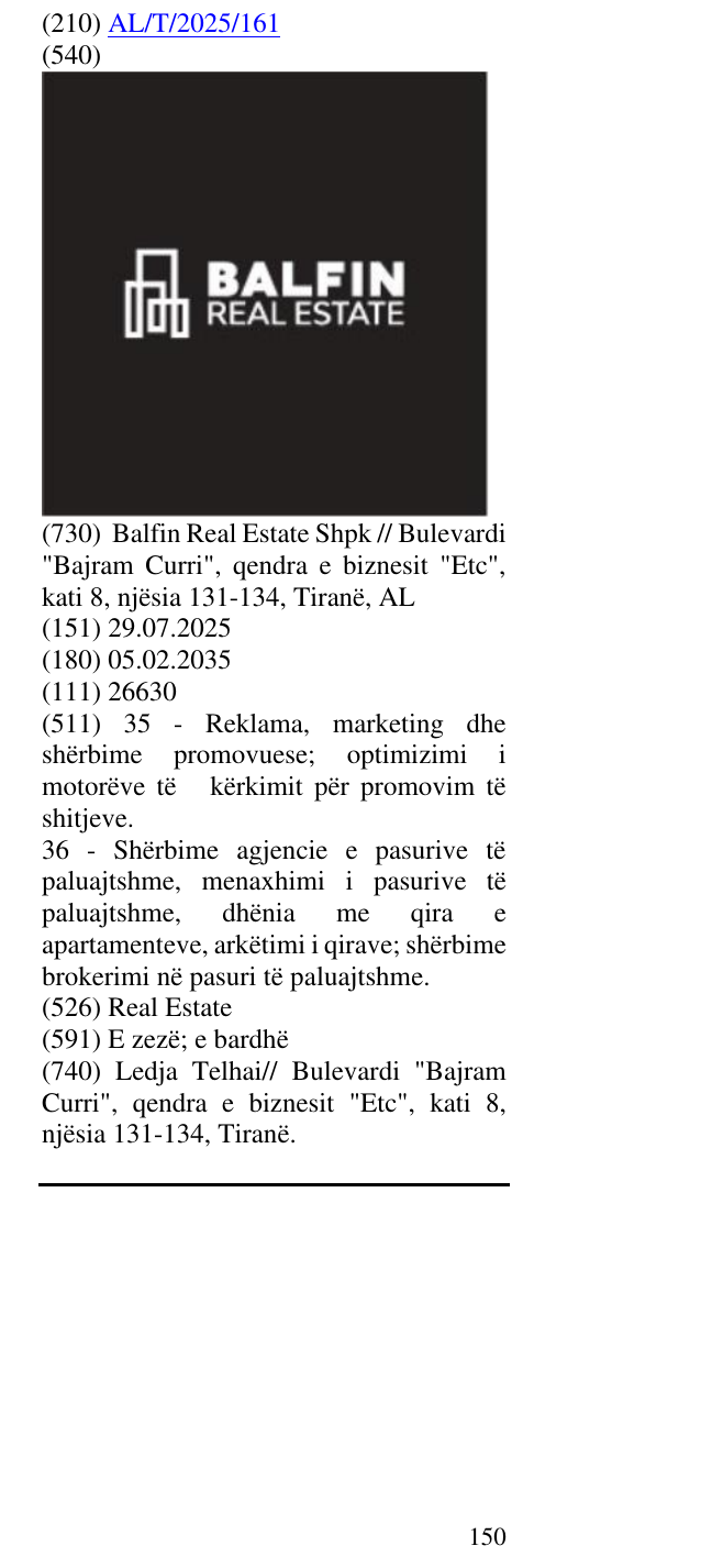 Zëri i markës Real Estate në buletin