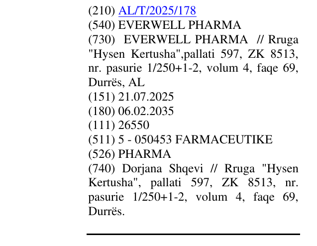 Zëri i markës EVERWELL PHARMA në buletin