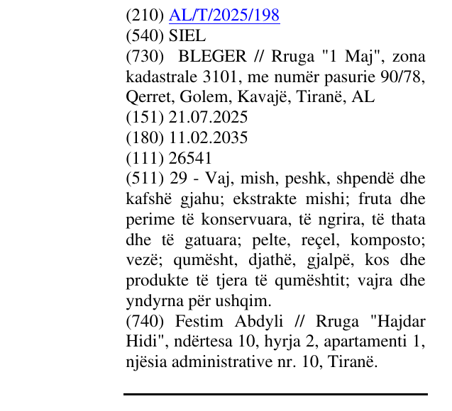 Zëri i markës SIEL në buletin
