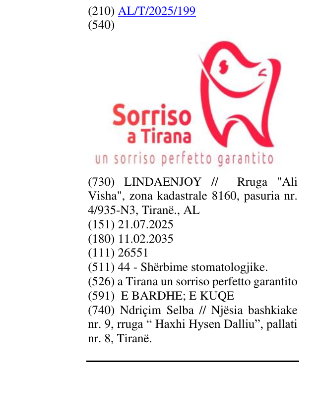 Zëri i markës a Tirana un sorriso perfetto garantito në buletin
