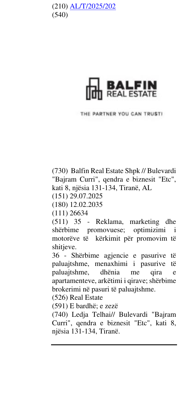 Zëri i markës Real Estate në buletin