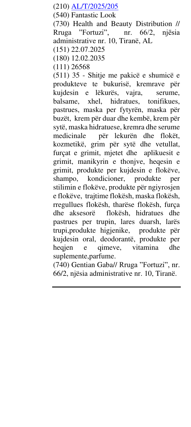 Zëri i markës Fantastic Look në buletin