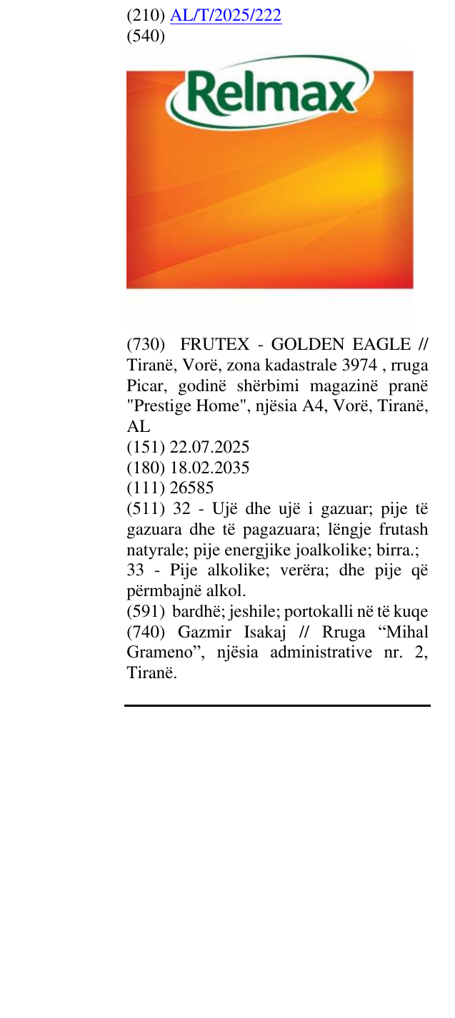 Zëri i markës RELMAX në buletin