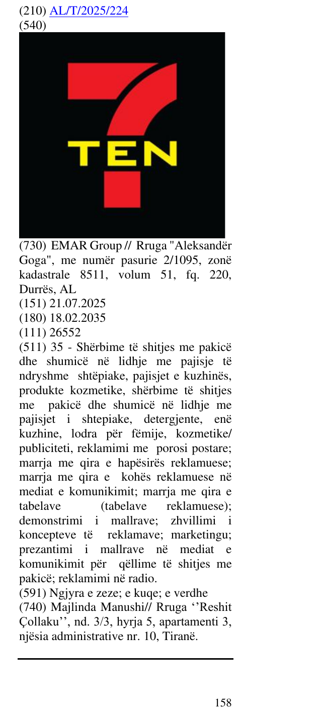 Zëri i markës 7 Ten në buletin