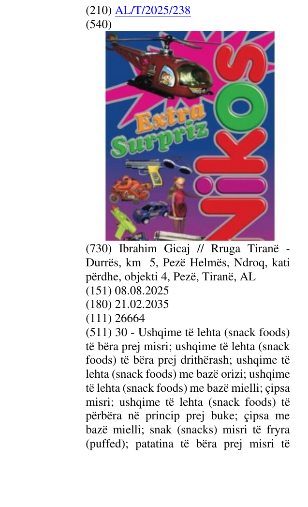 Zëri i markës Extra në buletin