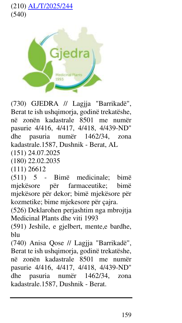 Zëri i markës Deklarohen perjashtim nga mbrojtja Medicinal Plants dhe viti 1993 në buletin