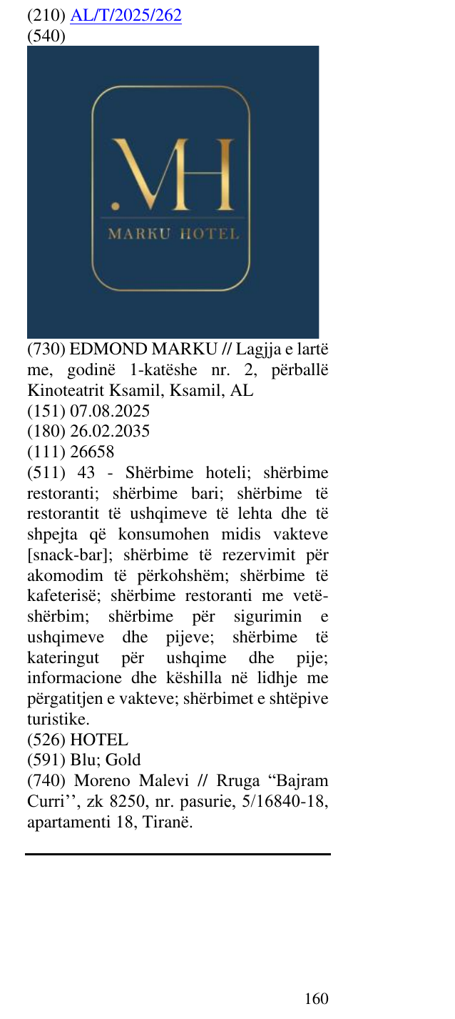 Zëri i markës HOTEL në buletin