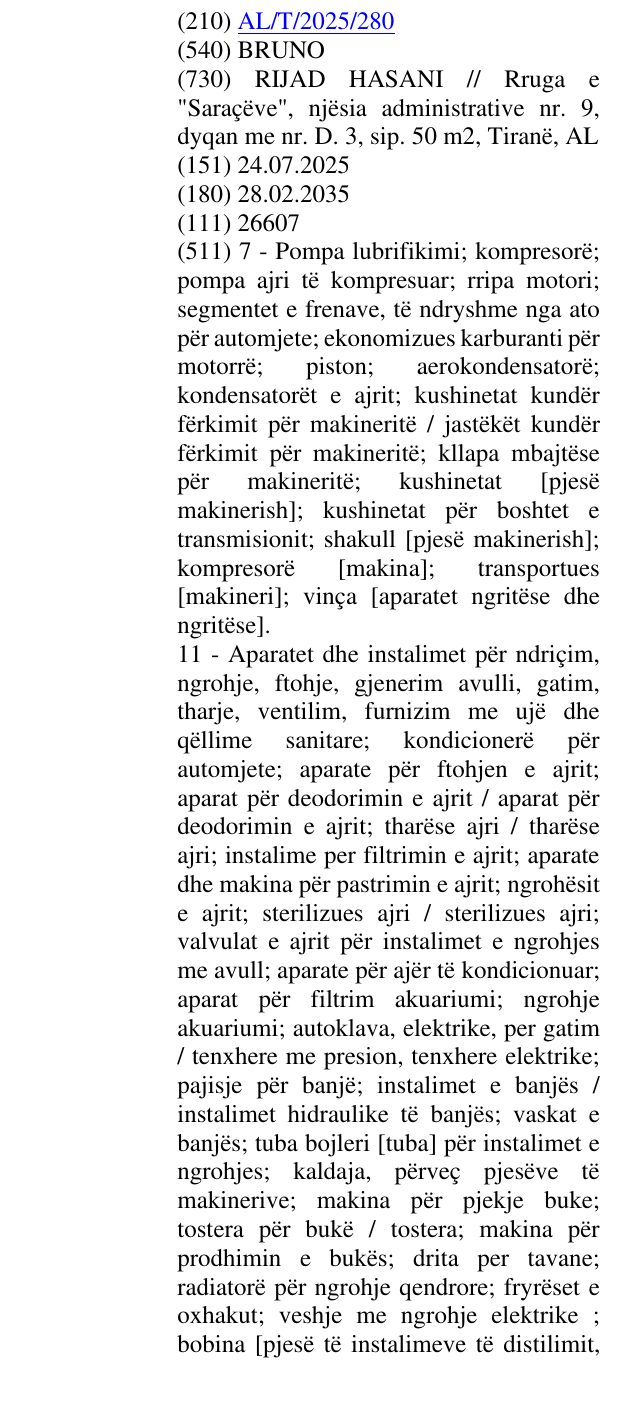 Zëri i markës BRUNO në buletin