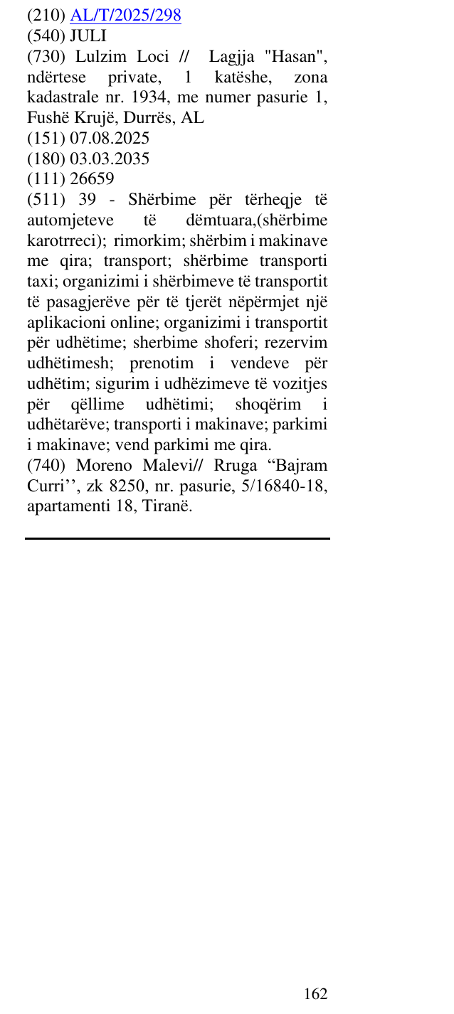 Zëri i markës JULI në buletin