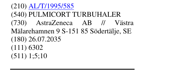 Zëri i markës PULMICORT TURBUHALER në buletin