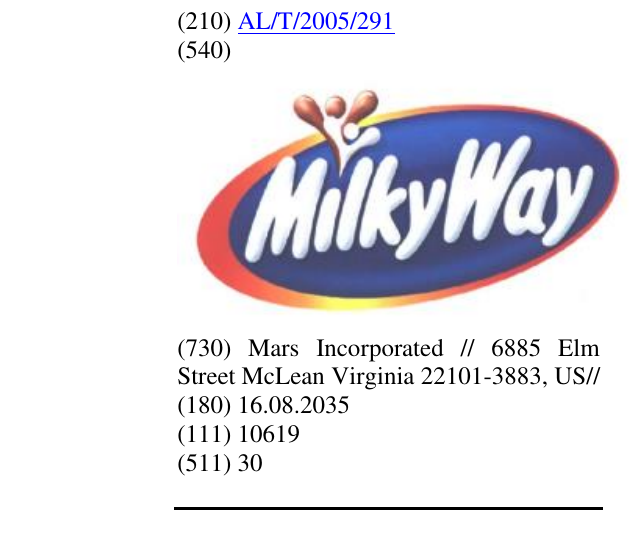 Zëri i markës MILKY WAY në buletin