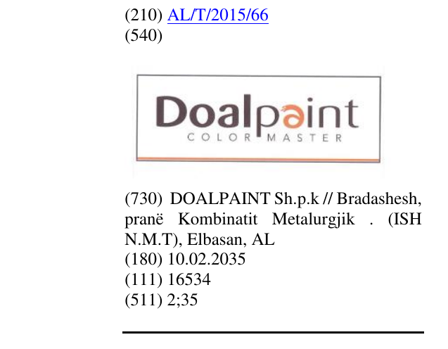 Zëri i markës Doalpaint
Color Master në buletin