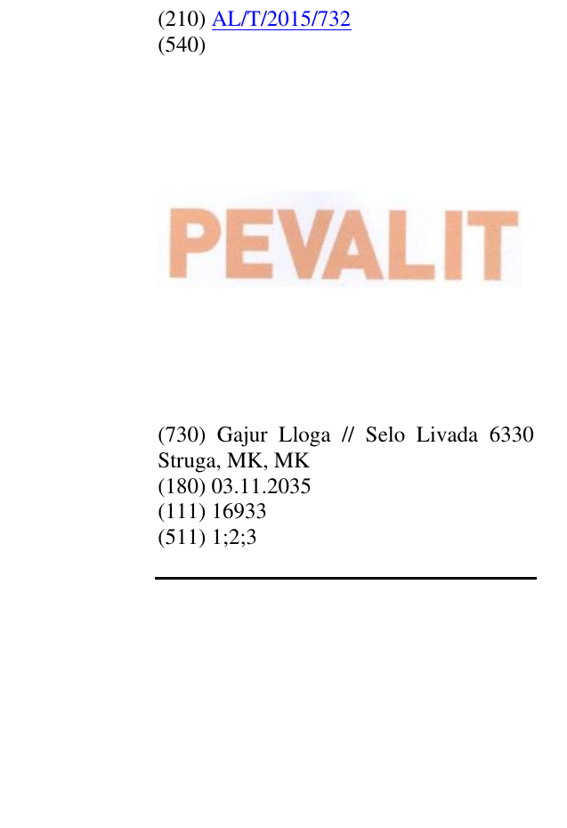 Zëri i markës PEVALIT në buletin