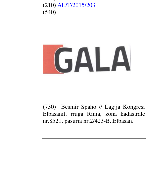 Zëri i markës GALA në buletin