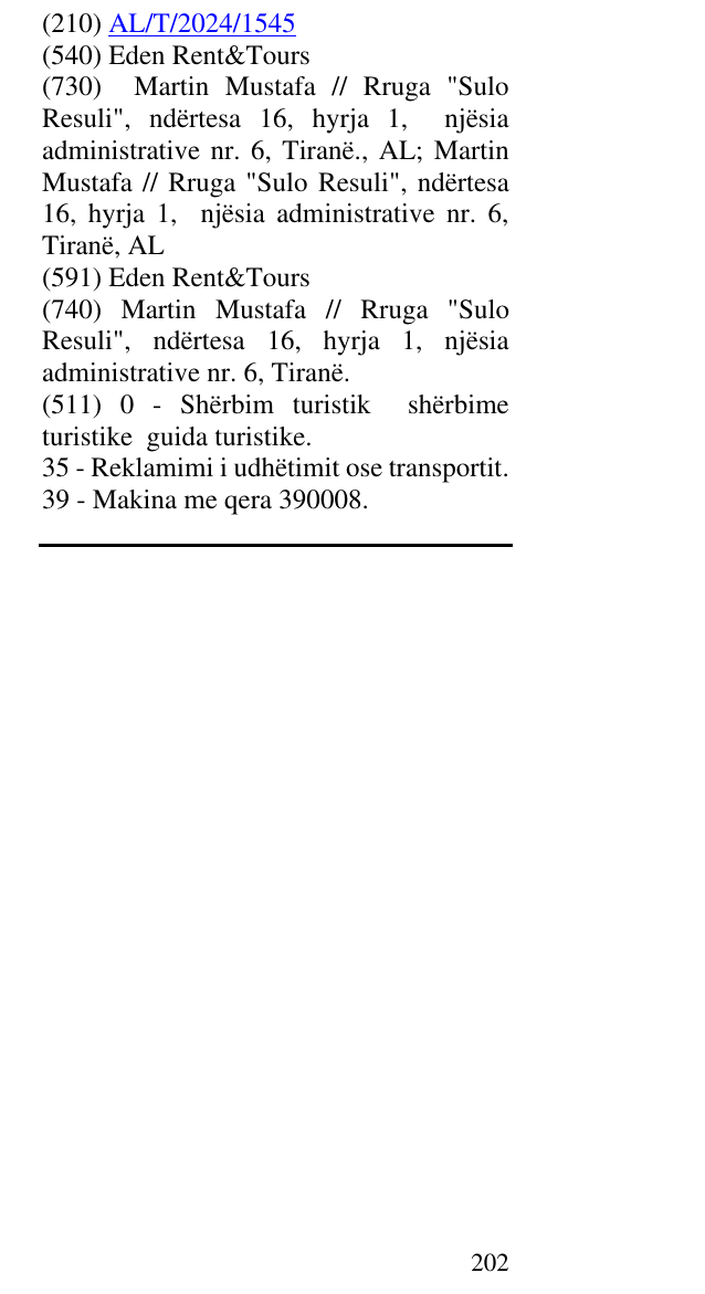 Zëri i markës Eden Rent&Tours në buletin